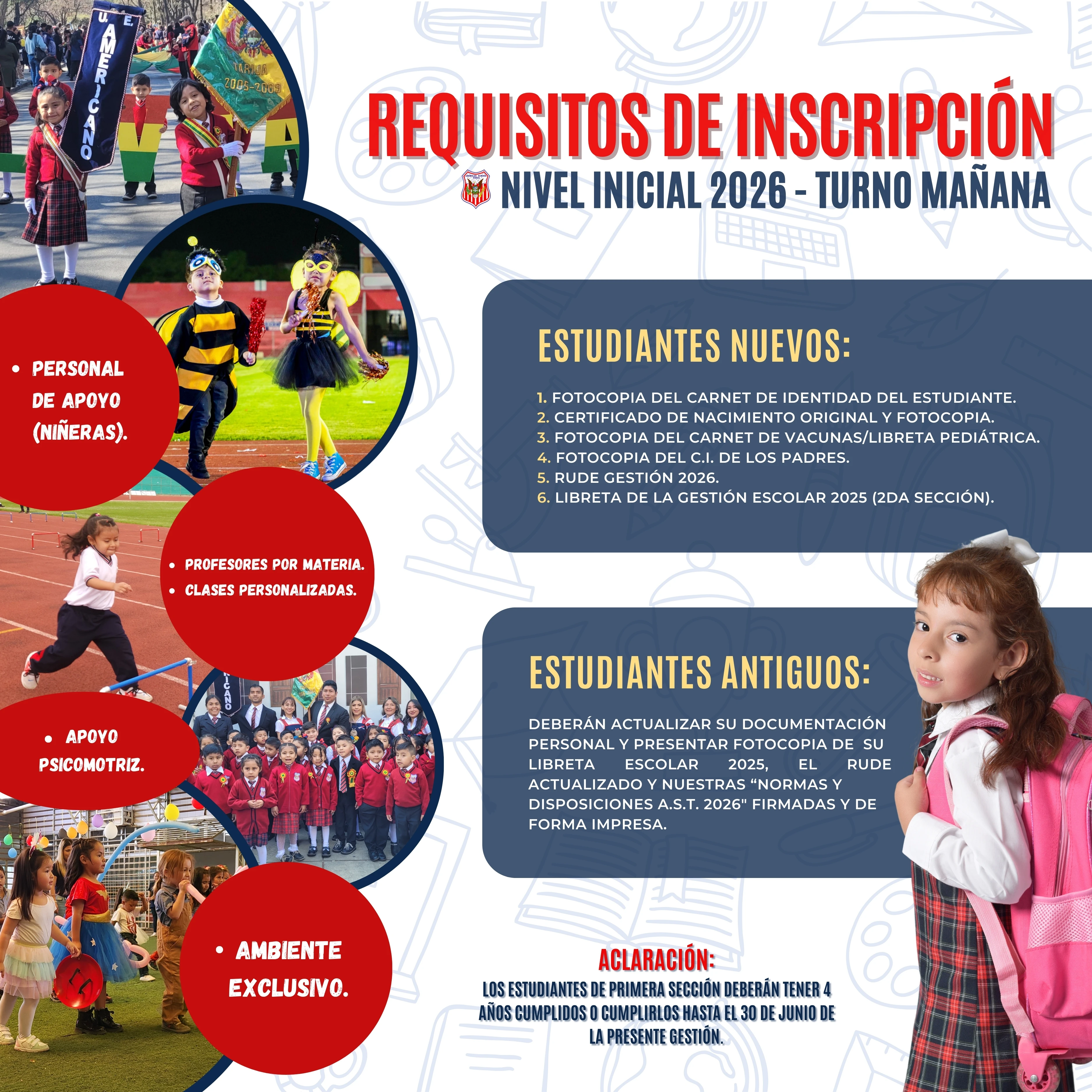 Requisitos de inscripción nivel inicial 0